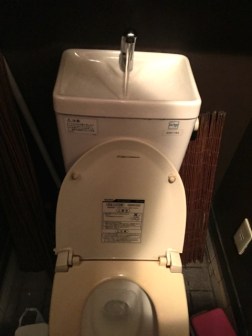 Cistern with integral washbasin